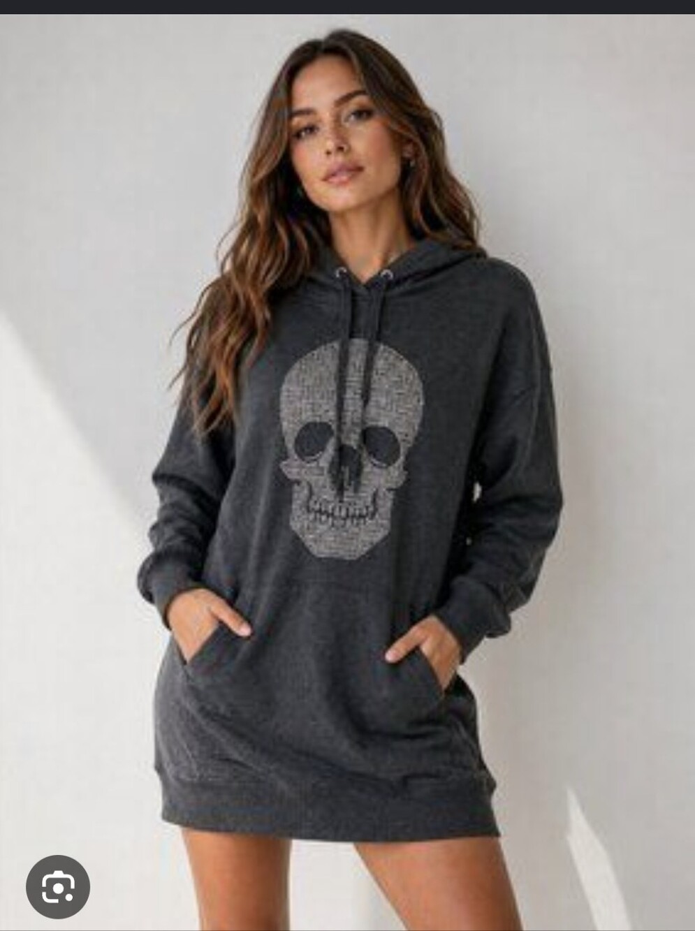 Rhinestone Skull Hoodie Dress Glam Whimsygoth Spooky Season Halloween